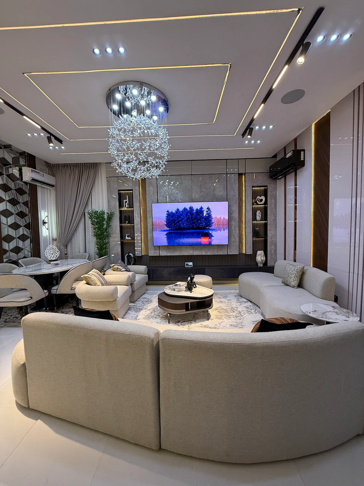 Cinematic interior walkthrough of a modern Airbnb living room